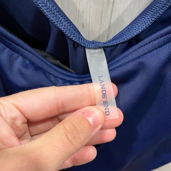 Lands End Navy Women's Tugless One Piece Swimsuit Chlorine Resistant 18 NWOT - Picture 2 of 5